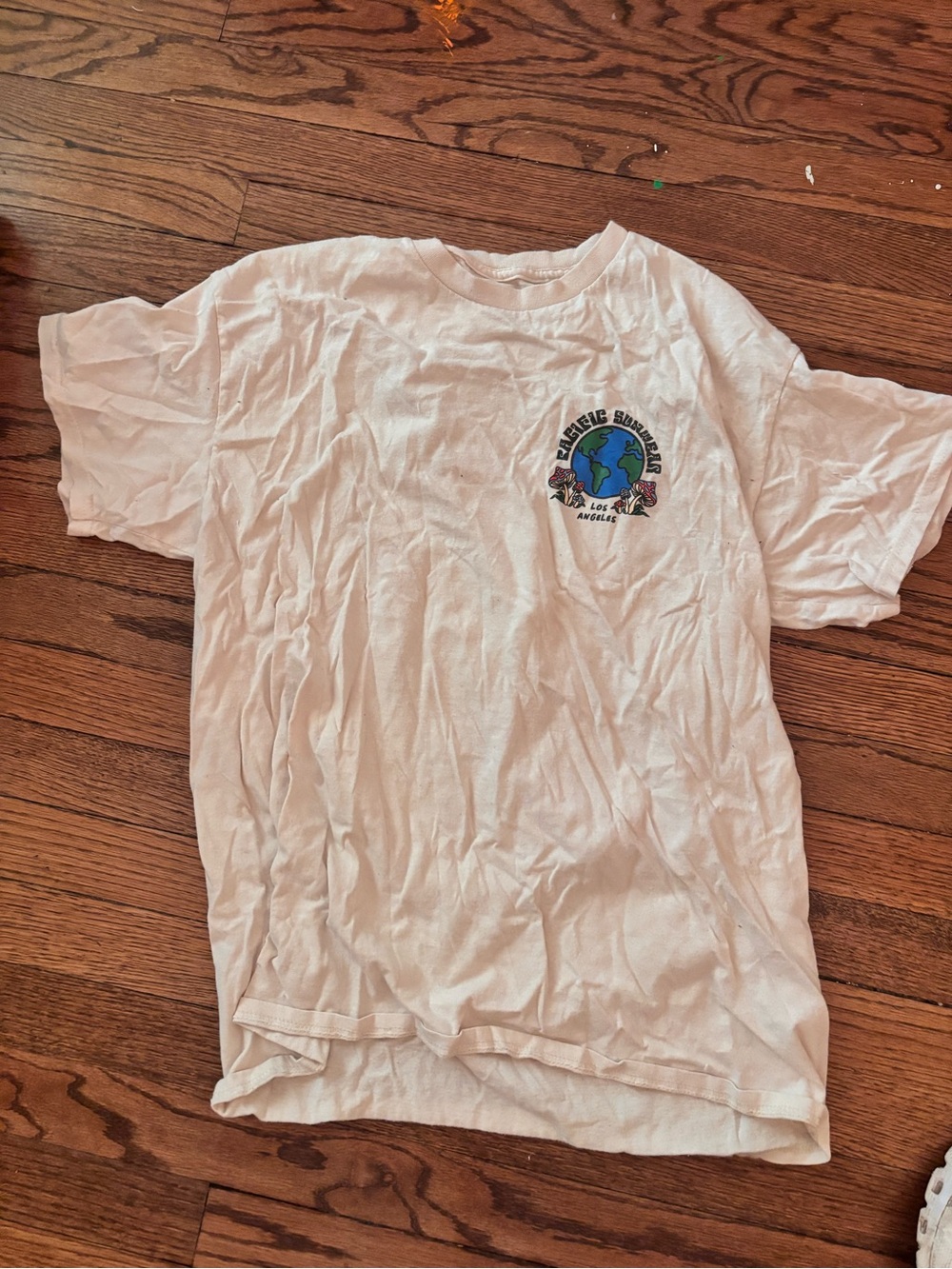 White Graphic Tee with Earth Logo